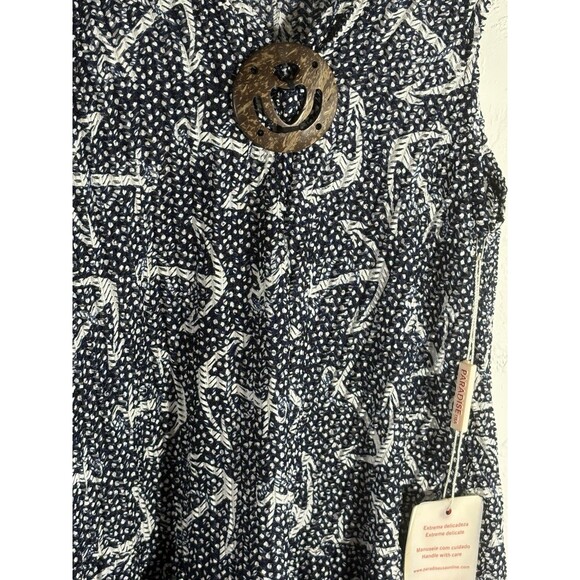 Paradise USA NWT Woman’s Cover Up/Dress Navy w/White Anchors XS-Small Stretch - Picture 5 of 10
